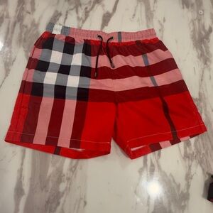 Burberry Red and Black Checkered Athletic Shorts